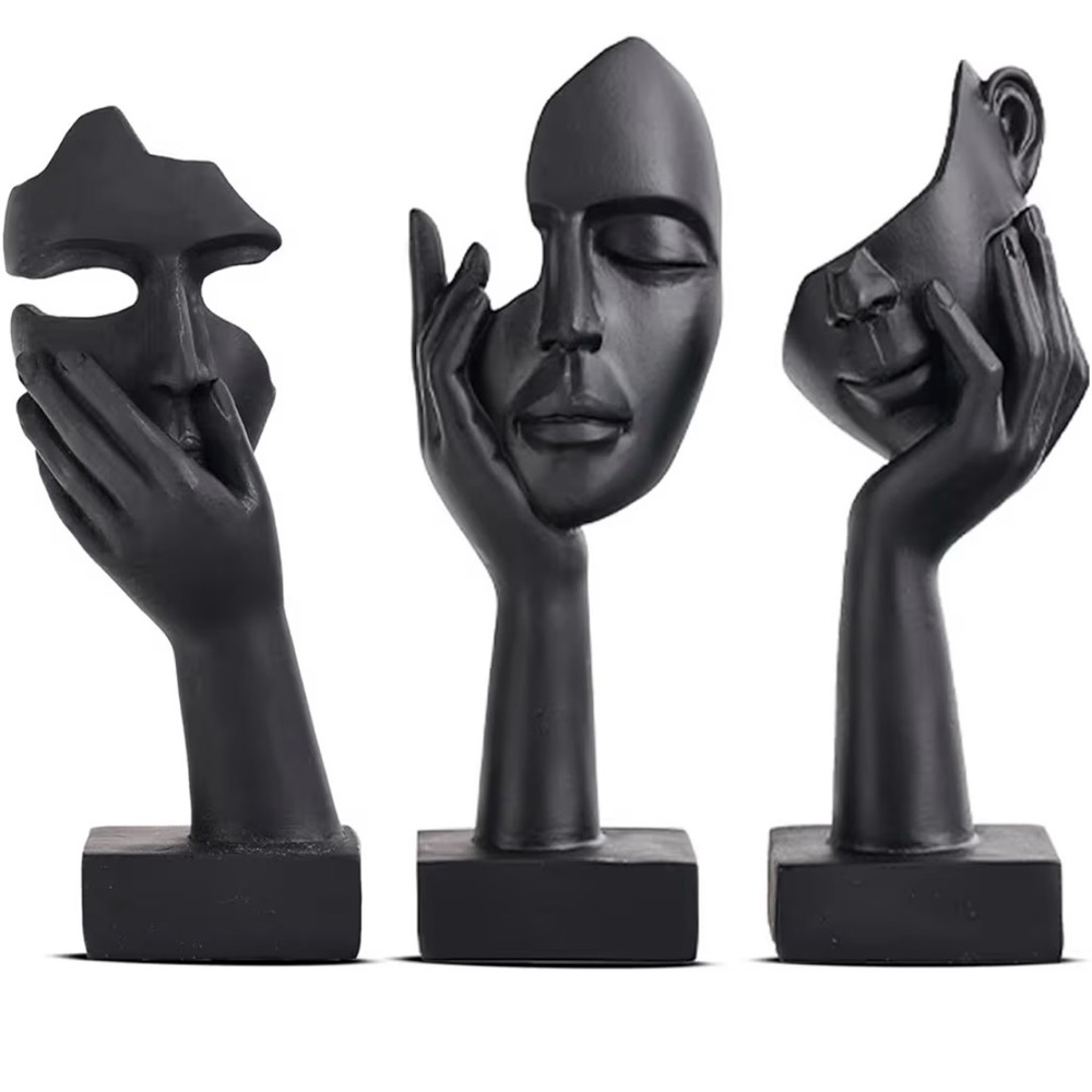 Black Abstract Face Sculptures NWT